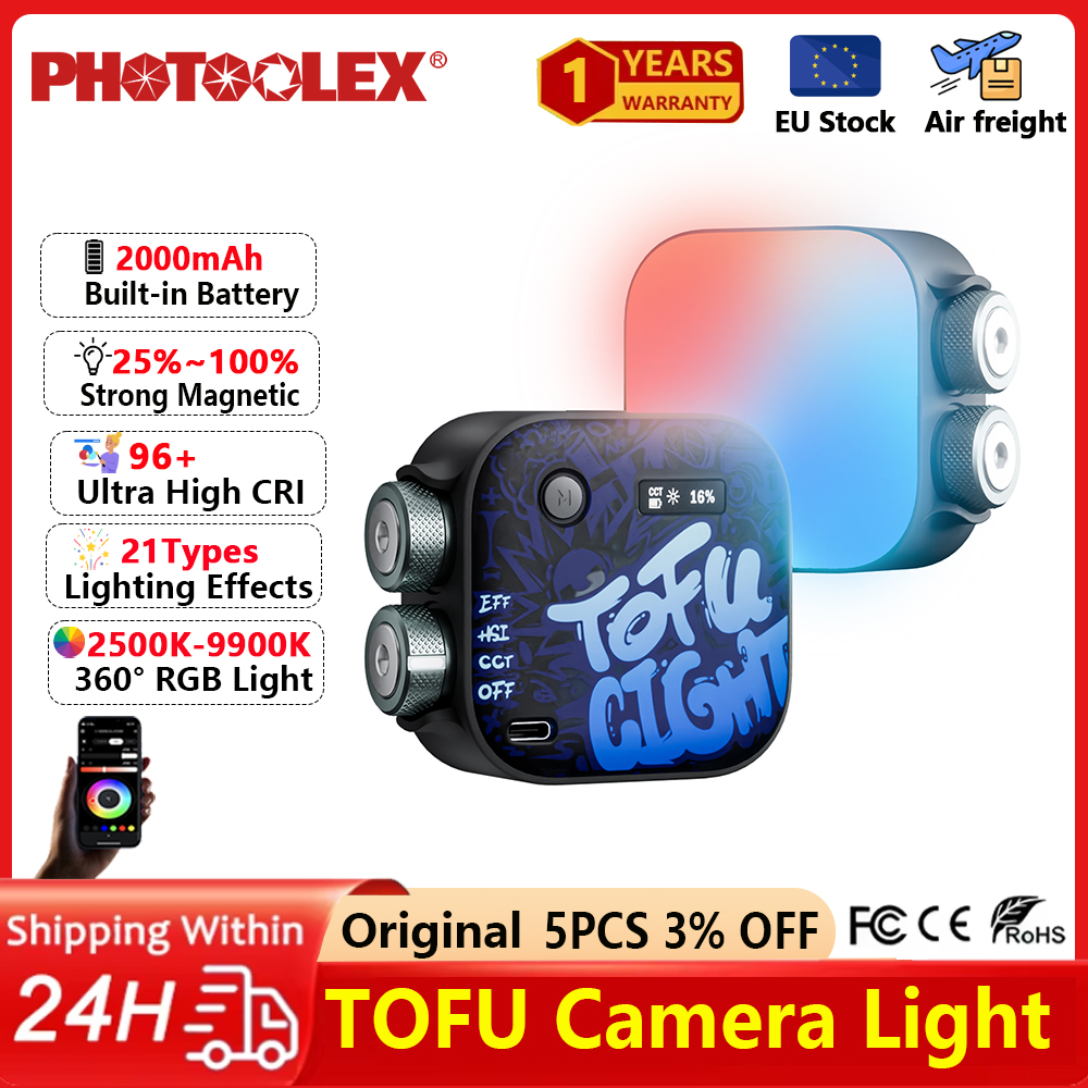 Photography Umbrella Lights - PHOTOOLEX 2000mAh Full Color RGB Video
