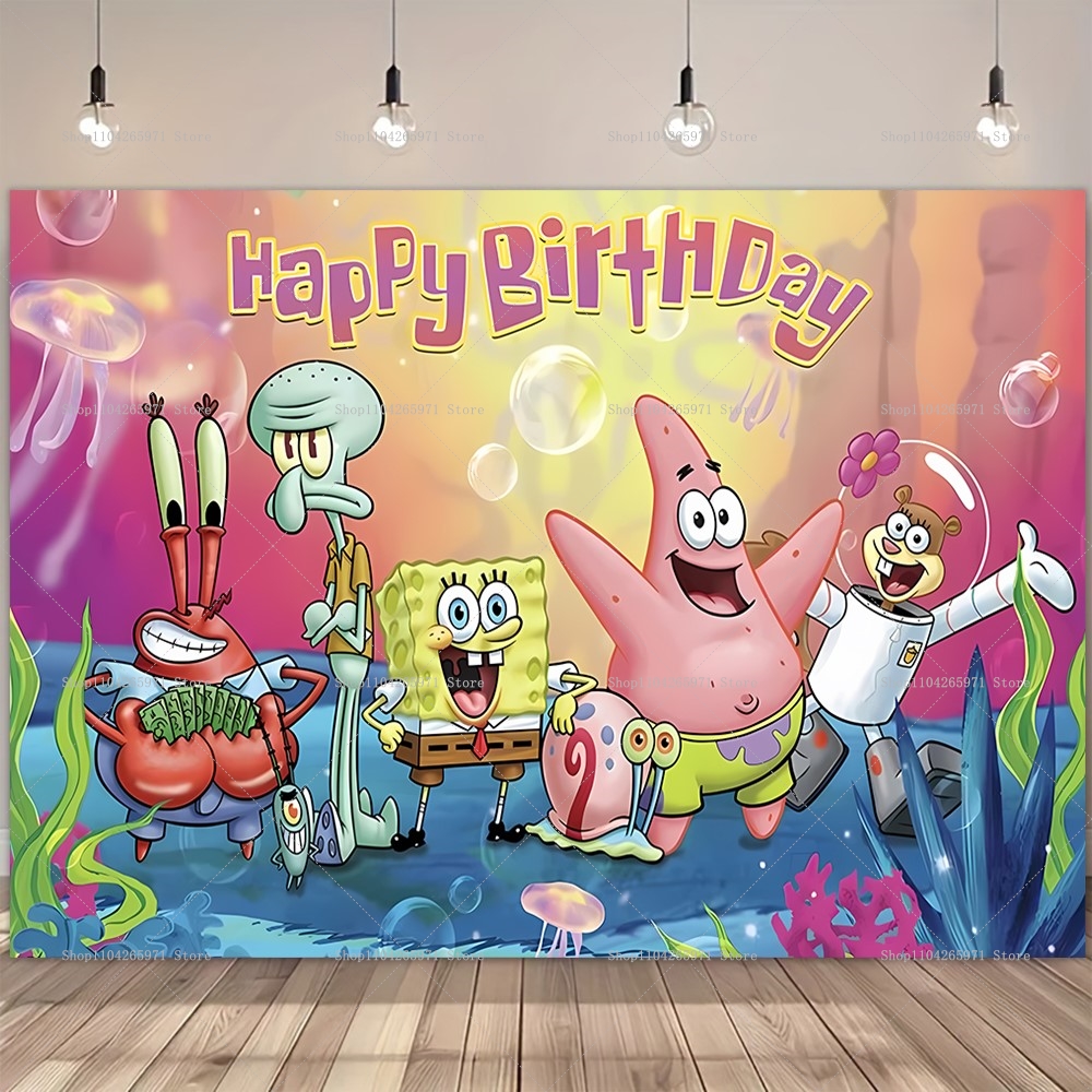 SpongeBob Party Backdrop Banne - Photography Zebra avaliação e preço