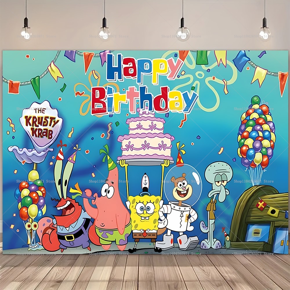 SpongeBob Party Backdrop Banne - Photography Zebra avaliação e preço