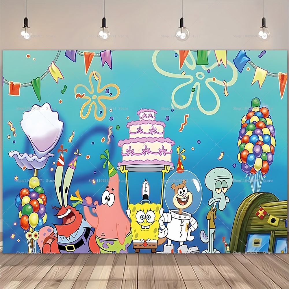SpongeBob Party Backdrop Banne - Photography Zebra avaliação e preço