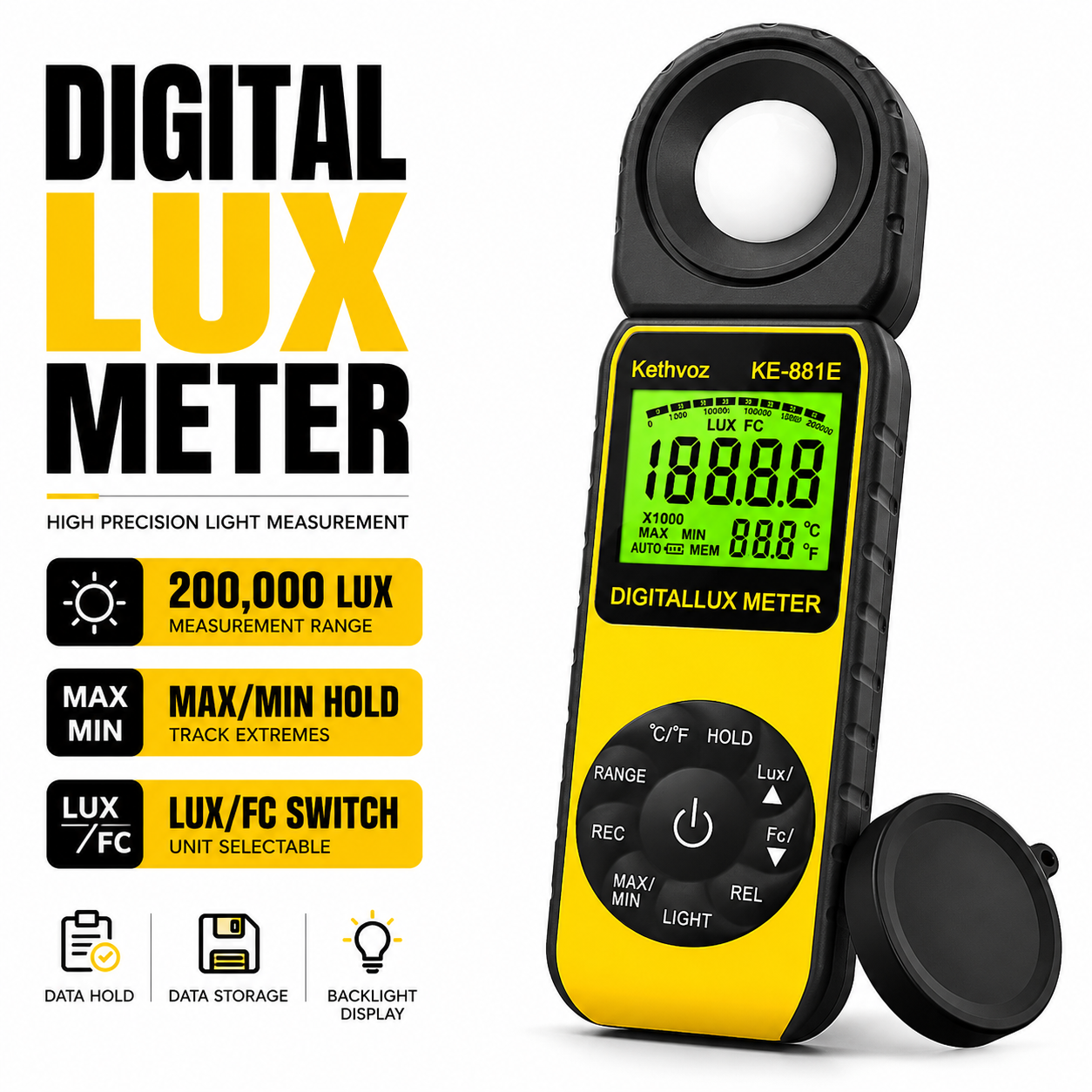 HP-881E Digital Luxmeter 0.1-3 - Light Meter Incident avaliação e preço