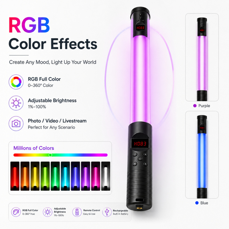 RGB Handheld Video Light Wand, - Photography Umbrella Lights avaliação e preço
