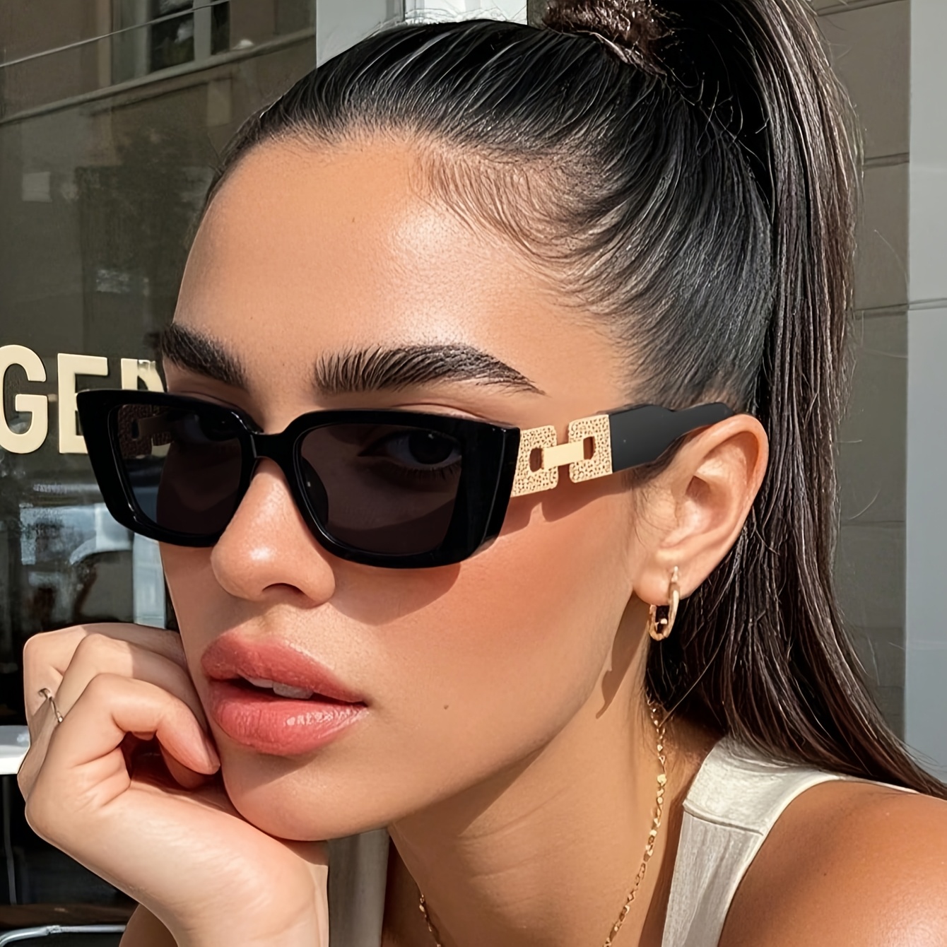 [Women's Square Frame Glasses] - Photography Style avaliação e preço