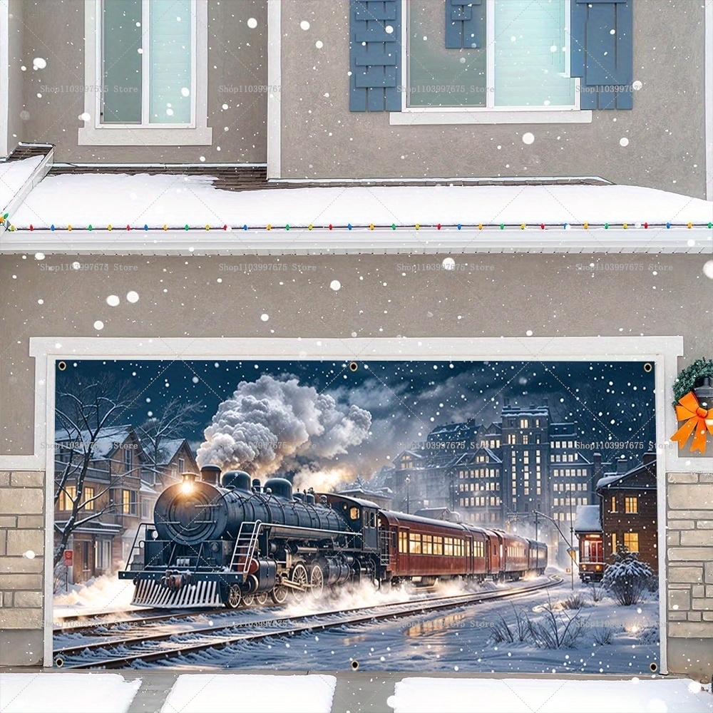 Christmas Train Garage Door Ba - Photography Zebra avaliação e preço