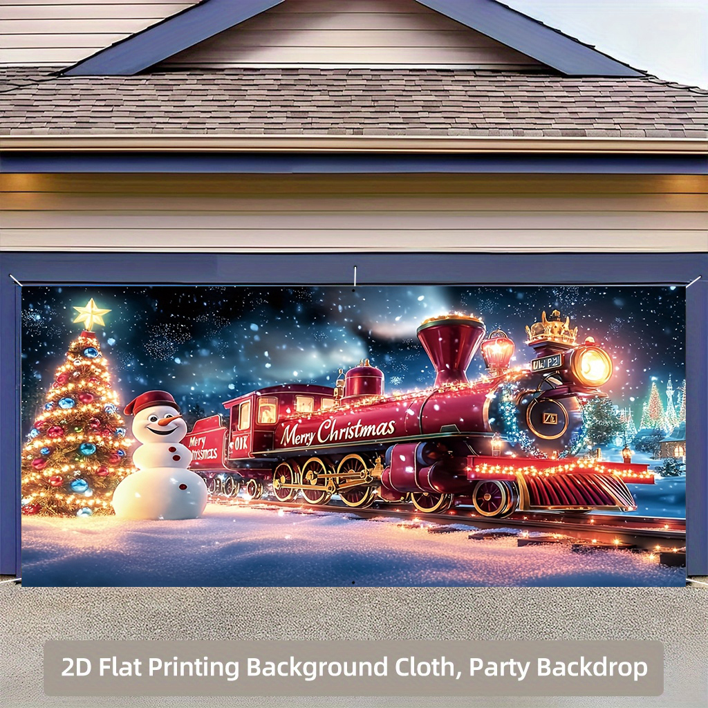 Christmas Train Garage Door Ba - Photography Zebra avaliação e preço