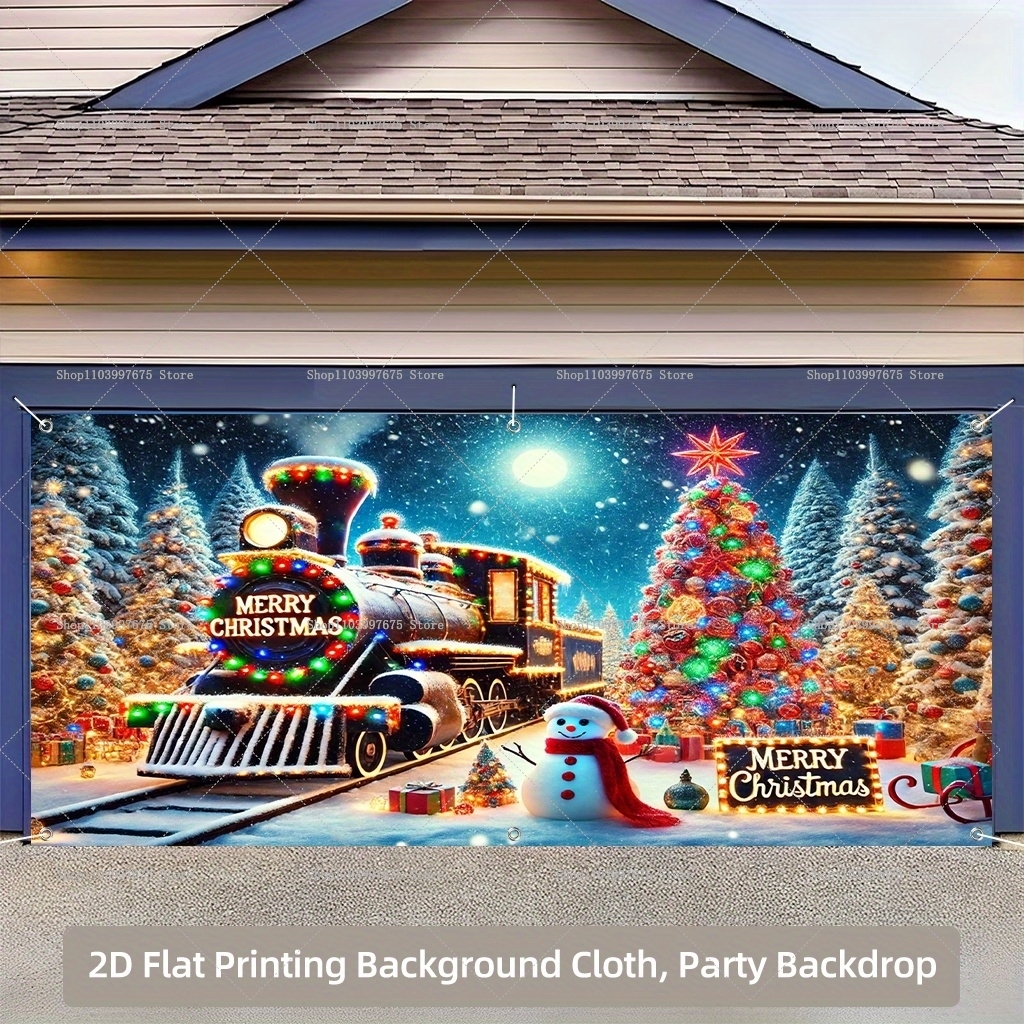 Christmas Train Garage Door Ba - Photography Zebra avaliação e preço