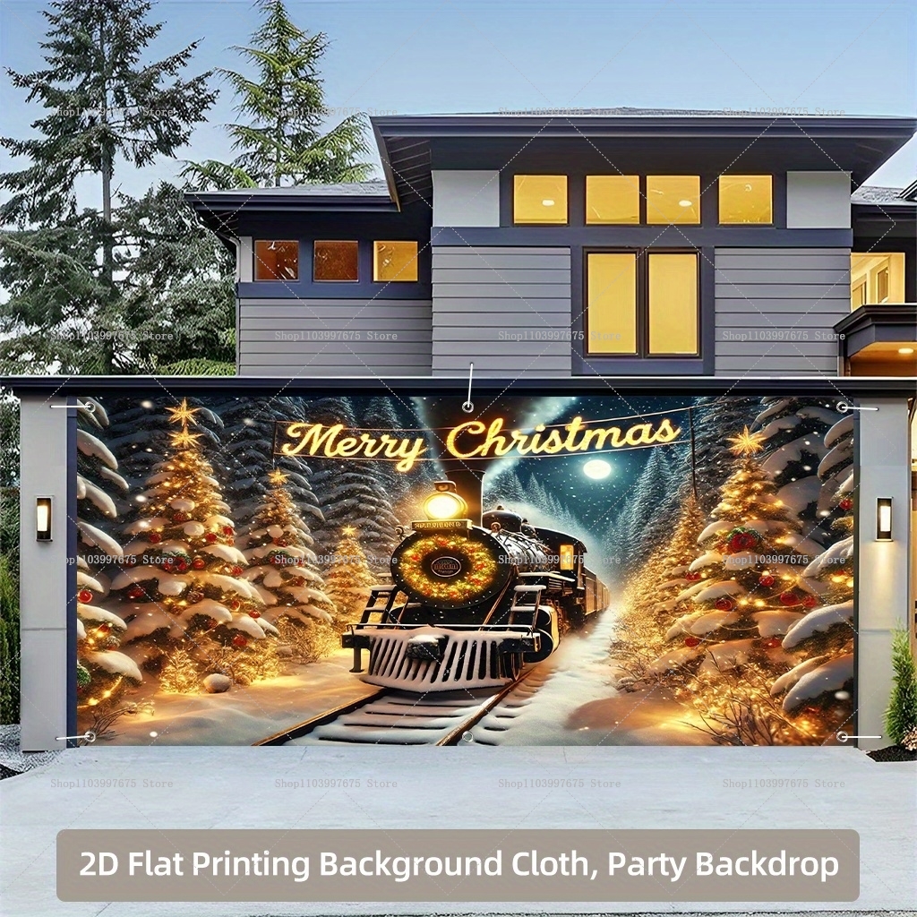 Christmas Train Garage Door Ba - Photography Zebra avaliação e preço