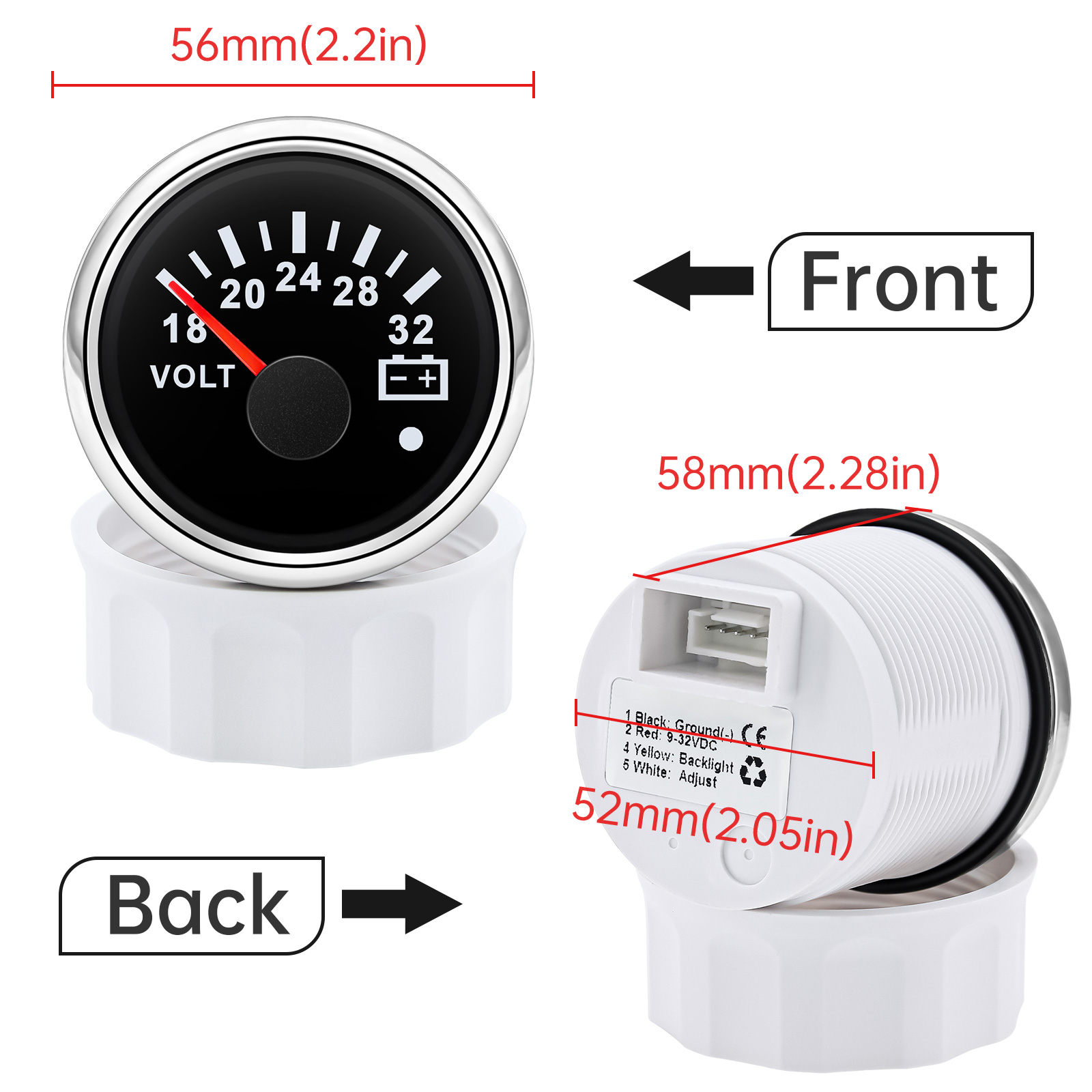 52mm Voltmeter 7 Colors Backli - Light Meter Incident avaliação e preço