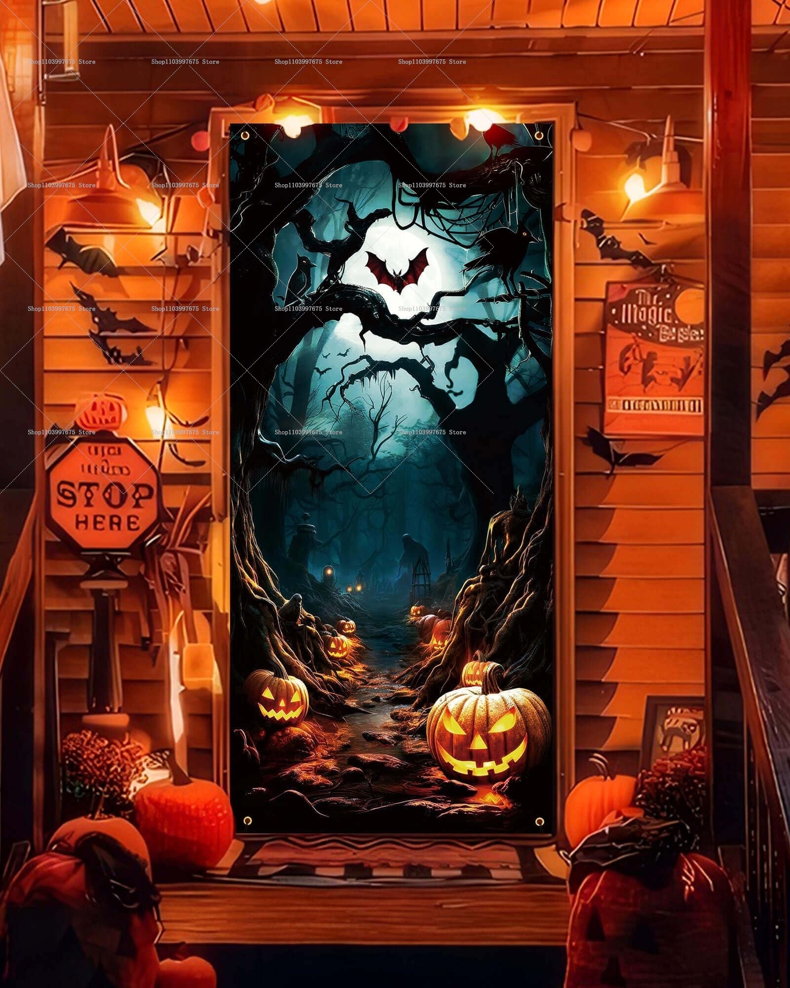 2D Spooky Scary Punpkin Door B - Photography Zebra avaliação e preço